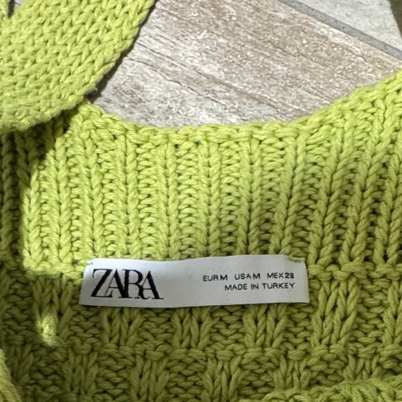 Zara Lime Green Knit Tank Top - Picture 2 of 4